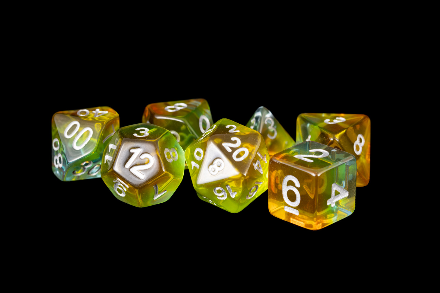 green yellow dice set