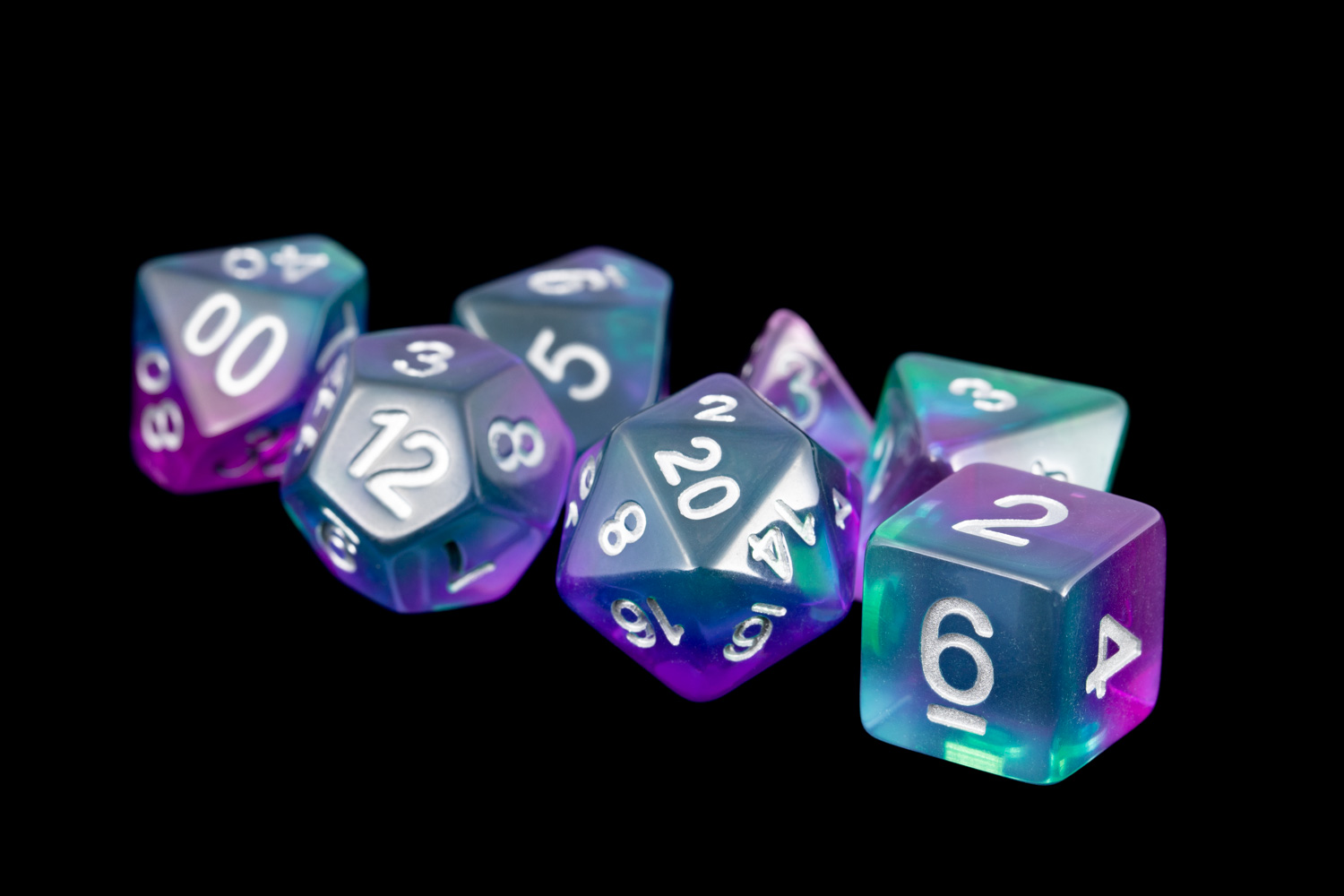 blue purple dice set