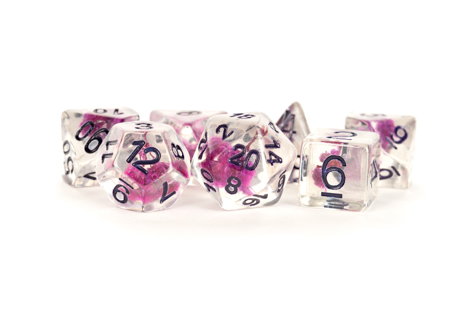 purple flower dice set