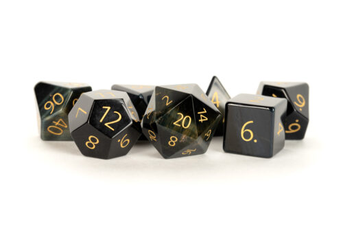 black gemstone dice set